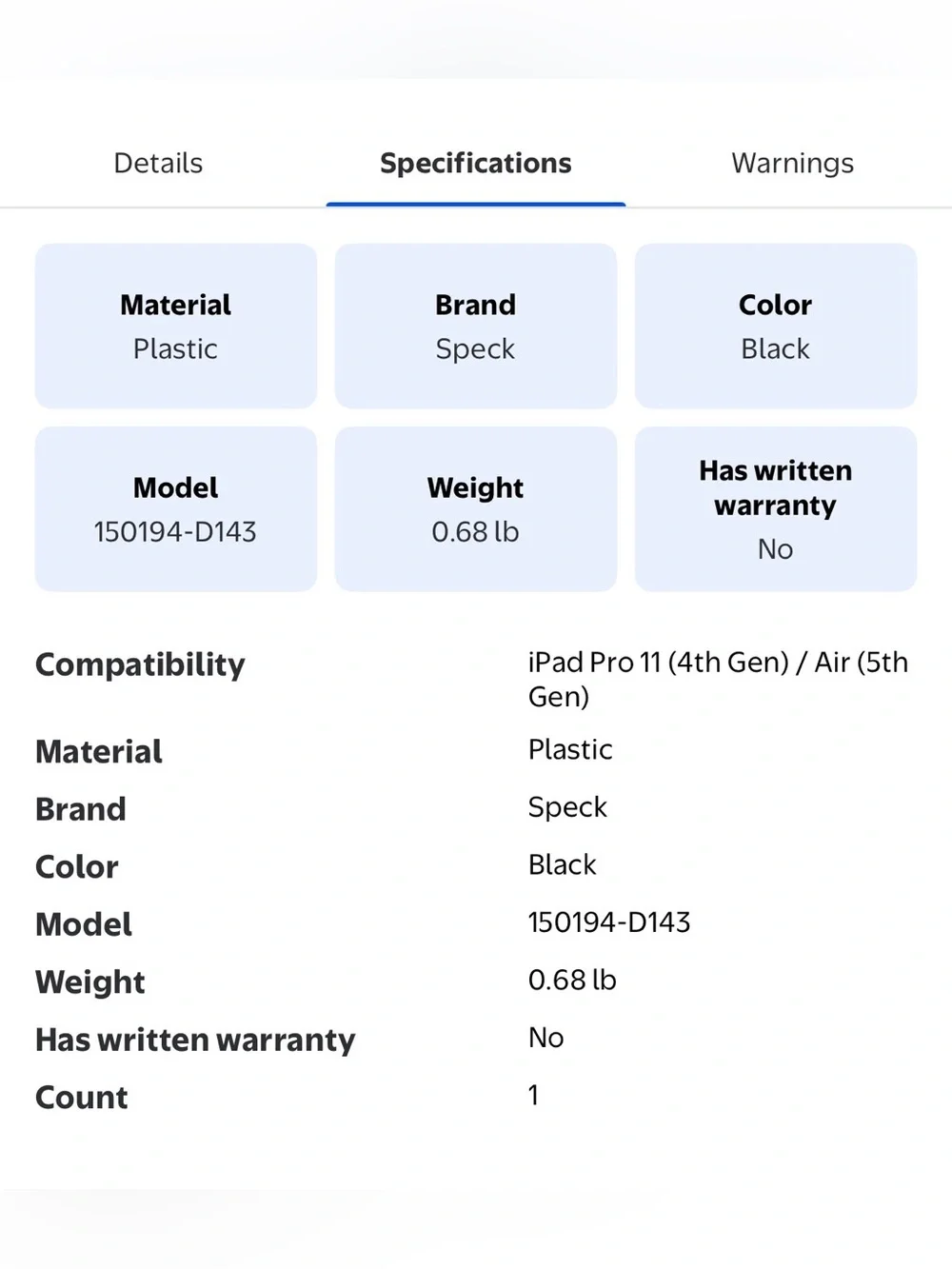 speck Black Folio Case for 11-inch Tablet with Magnetic Closure